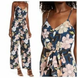 Chelsea28 Teal Pink Floral Wide Leg Jumper/Romper